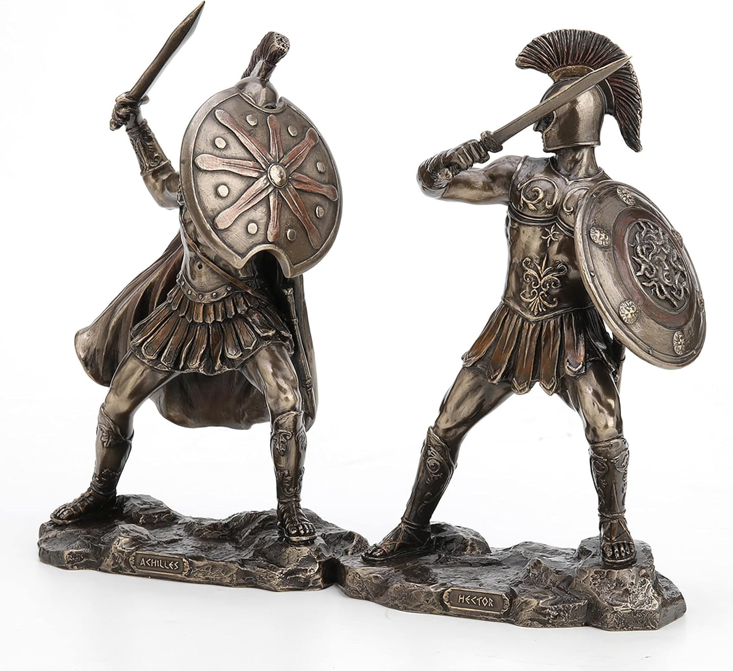 Veronese Design 9 1/4" Tall Achilles Hector Sword and Shield Battle of Troy Greek Mythology Statue Cold Cast Resin Statue Antique Bronze Finish Sculpture