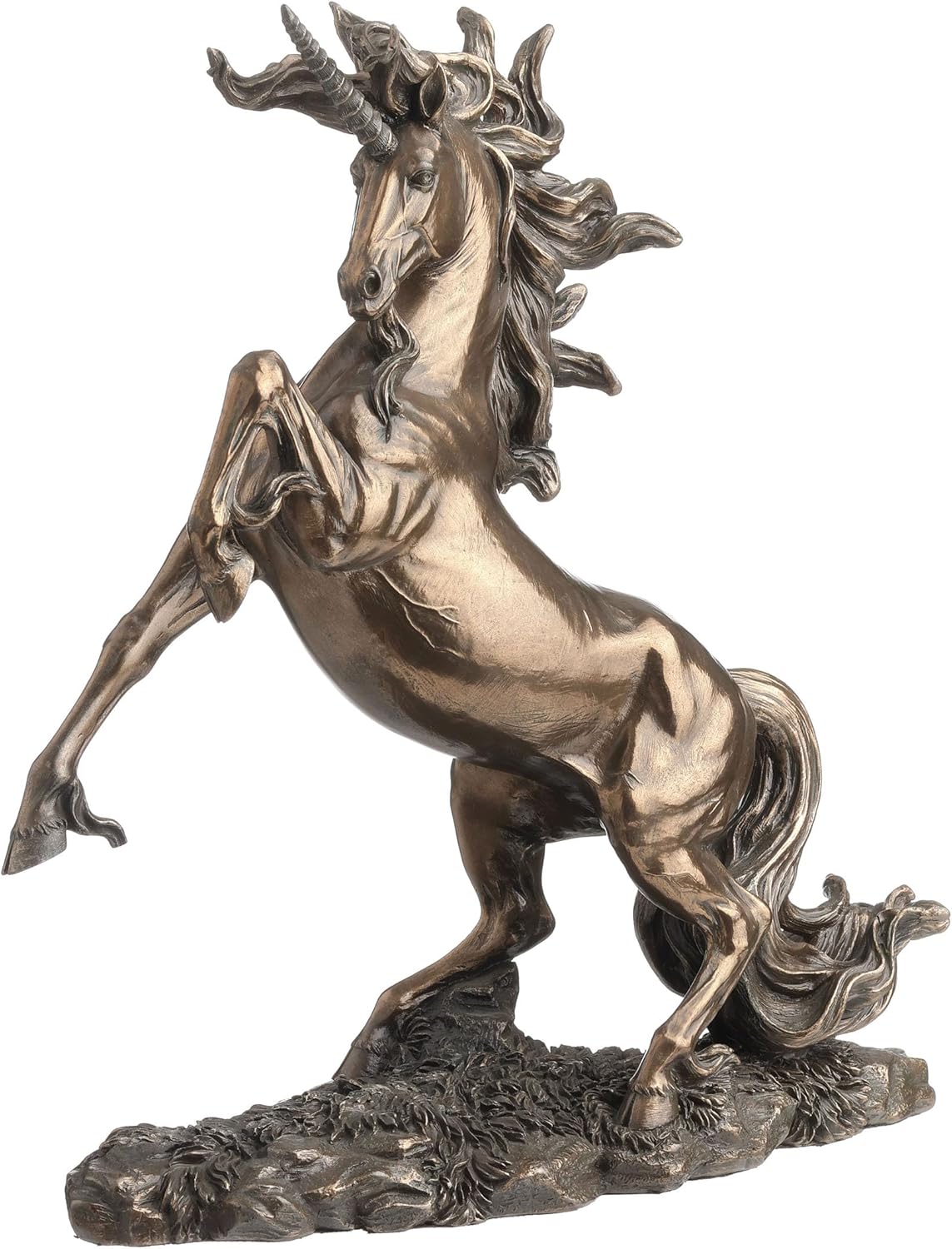 Bronzed Rearing Unicorn Statue
