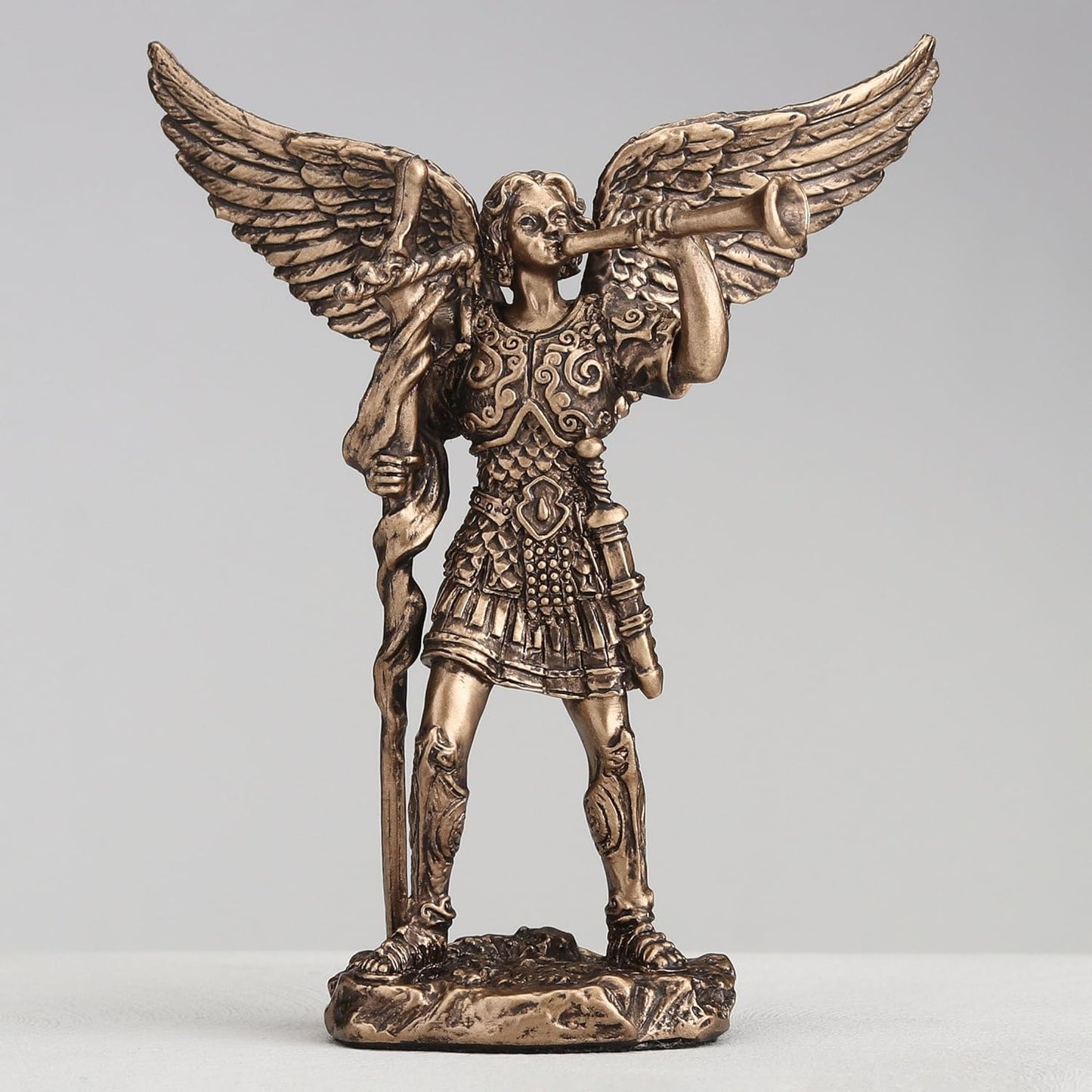 Archangel St. Gabriel Mini Statue with Messenger's Trumpet Statue Sculpture - Perfect Gift !