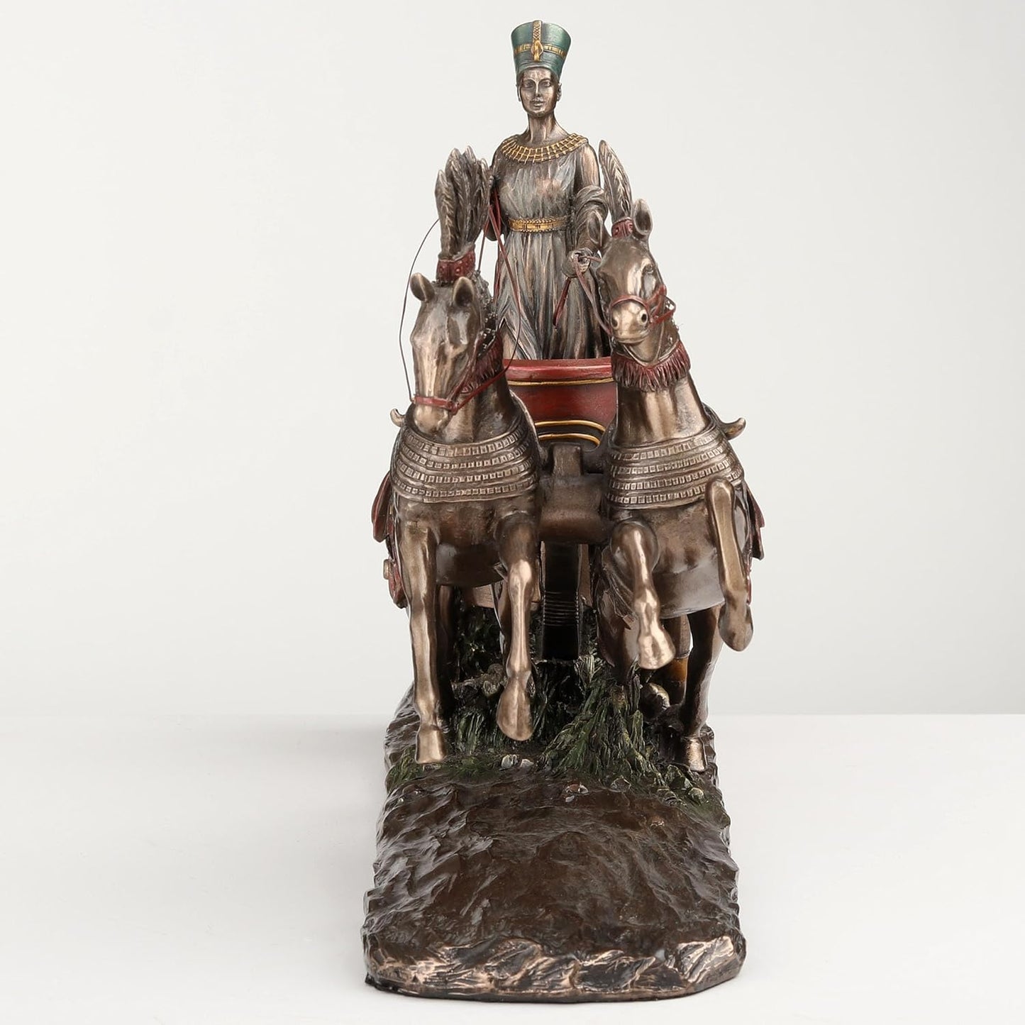 Veronese Design 11 5/8 Inch Egyptian Queen Nefertiti On Chariot Statue Cold Cast Resin Bronze Finish Statue