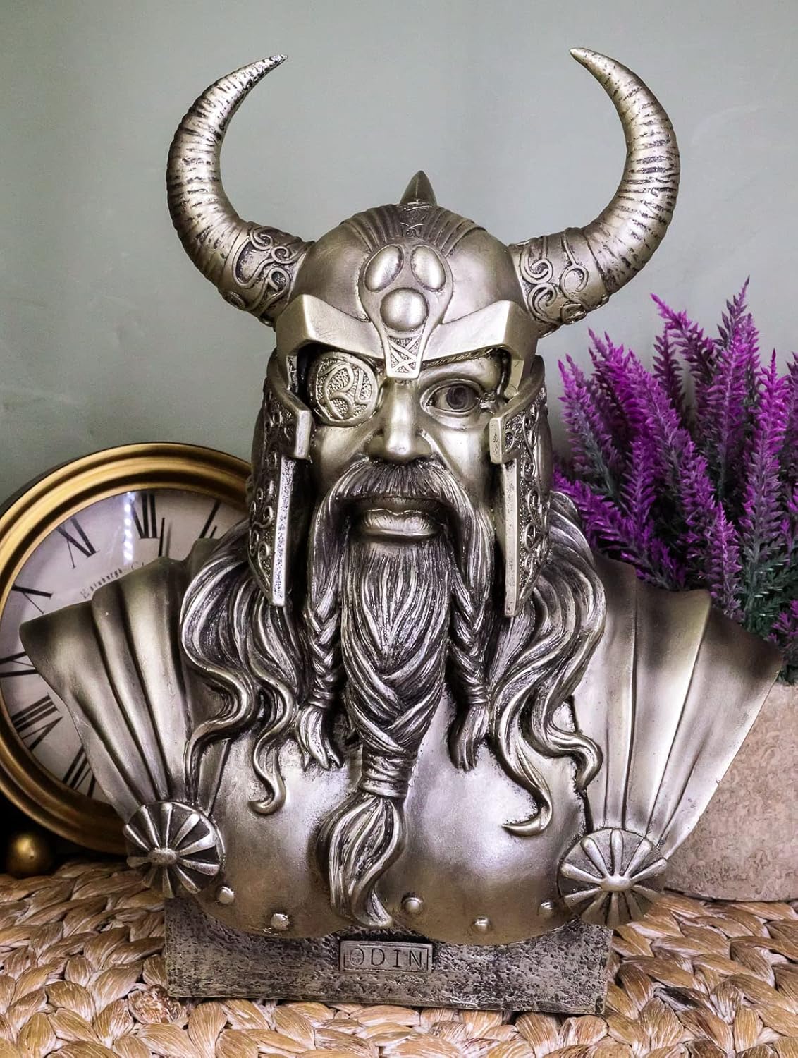 Ebros Warrior God Odin The Alfather Bust Statue 12" H Norse Viking God Odin Ruler of Asgard Sculptural Figurine
