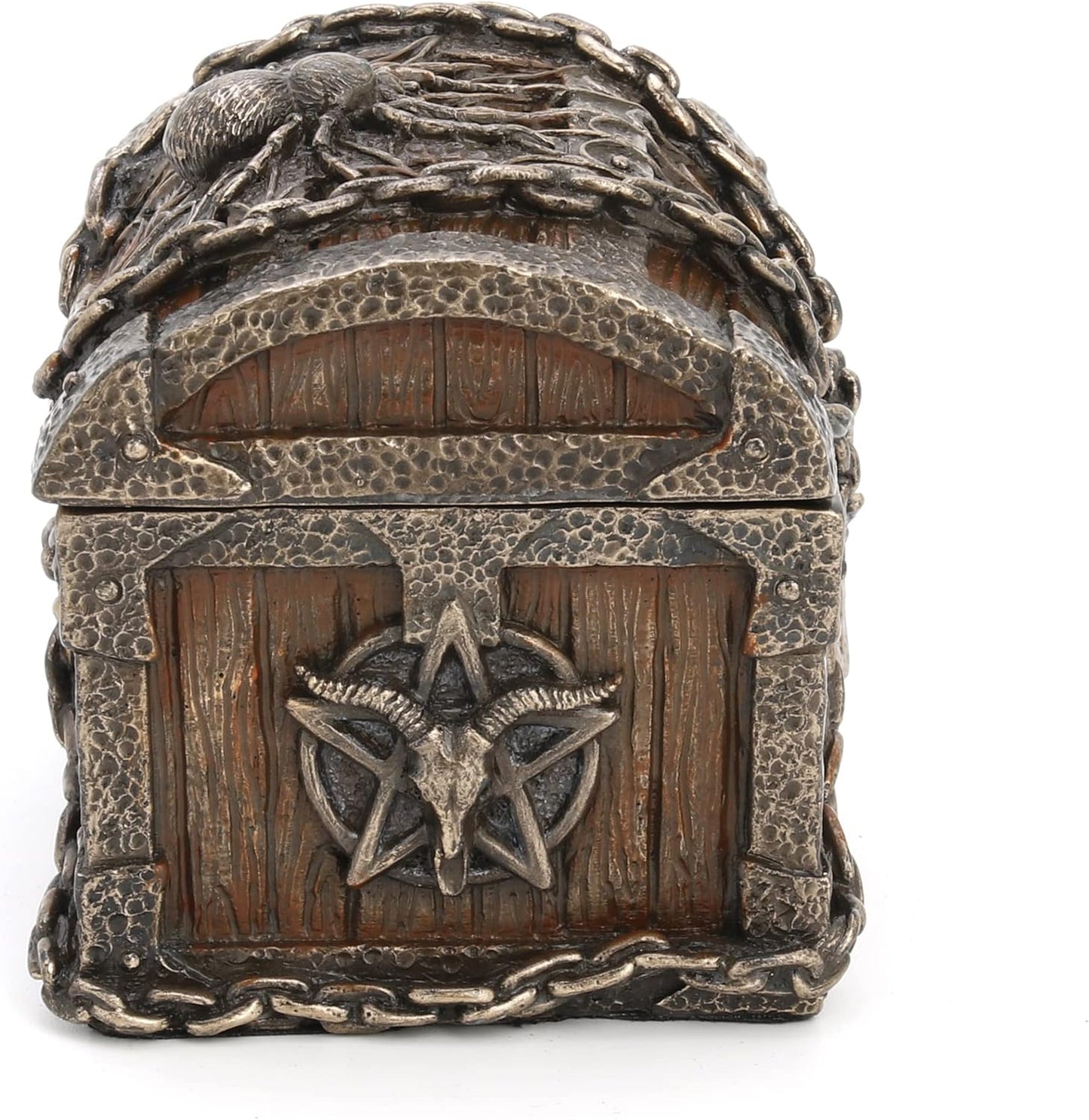 Veronese Design 3 1/8" Pentagram Goat Head Mystic Heirloom Chest Cold Cast Resin Bronze Finish Statue