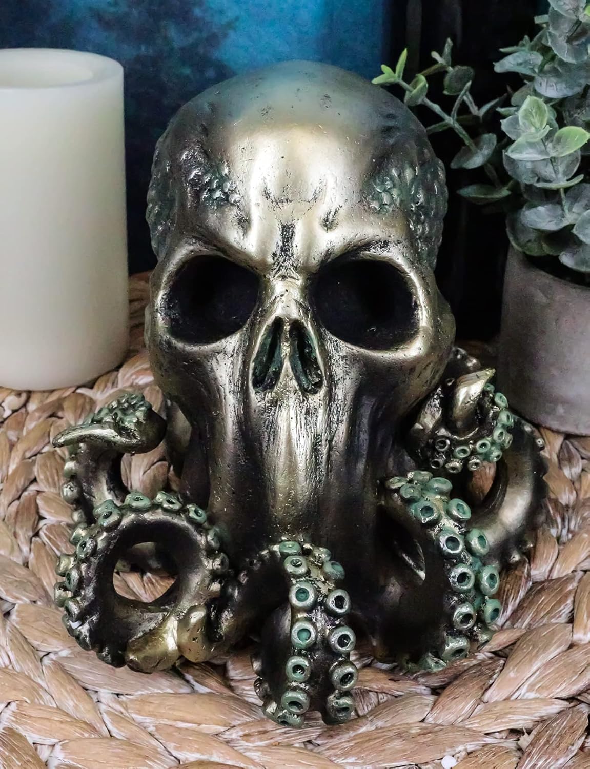 Ebros Ocean Monster Terror Kraken Cthulhu Skull Figurine 6" H Mythical Sea Relic Giant Octopus Tentacles Wyvern Skull Creature Fantasy Statue
