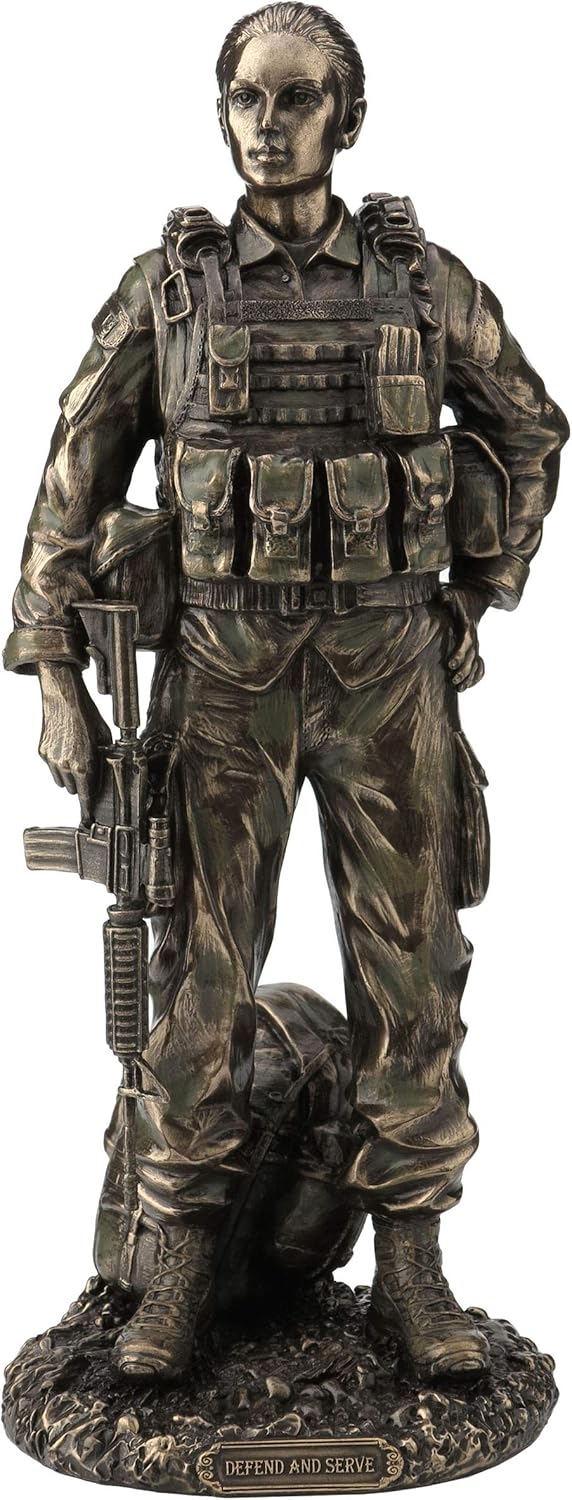 Veronese Defend and Serve Female Soldier Bronze Finish Statue