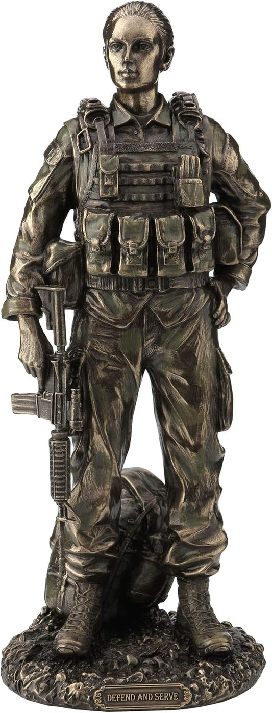 Veronese Defend and Serve Female Soldier Bronze Finish Statue