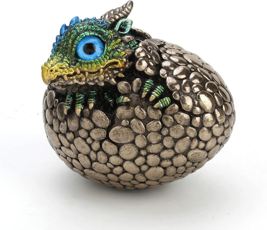 Veronese Design Bronze Finish Dragon Hatchling Figurine with Hand Painted Color Accents