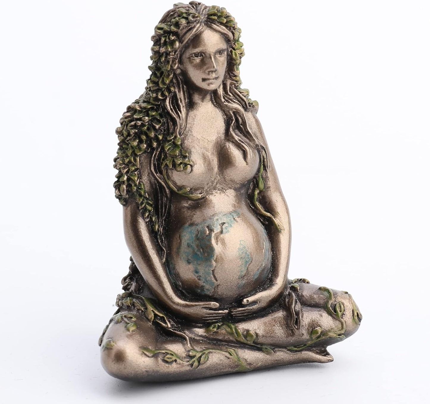 Veronese Design Mother Earth Gaia Sitting Lotucs Pose Painted Bronze Finish Resin Figurine