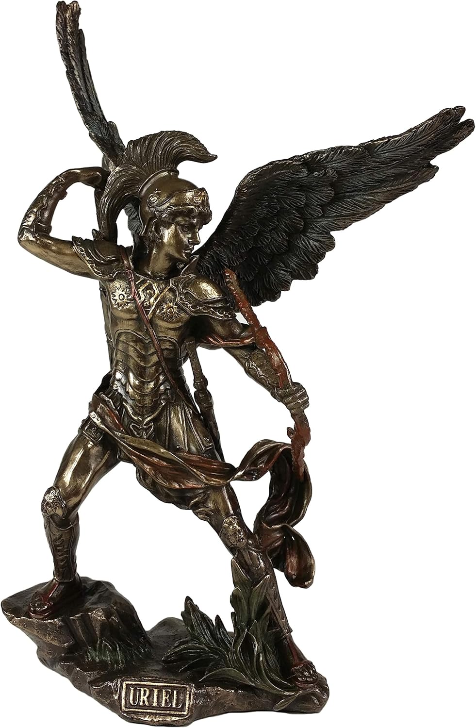 Veronese 9.5 Inch Archangel Saint Uriel with Crossbow Statue Sculpture Bronze Color Angel