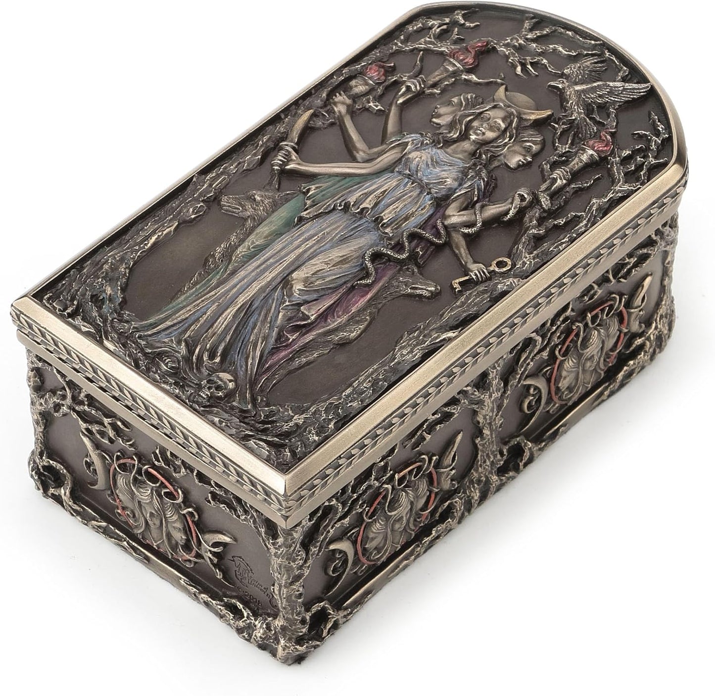 Veronese Design 6 1/8 Inch Hecate Triple Goddess Decorative Trinket Box Cold Cast Resin Bronze Finish