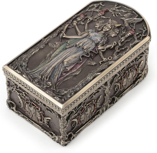 Veronese Design 6 1/8 Inch Hecate Triple Goddess Decorative Trinket Box Cold Cast Resin Bronze Finish