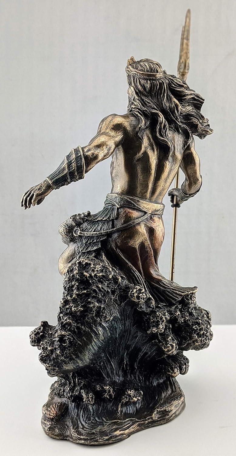 Veronese Design 7 7/8 Inch Greek God Poseidon Standing Over Crashing Waves Cold Cast Resin Statue Bronze Finish