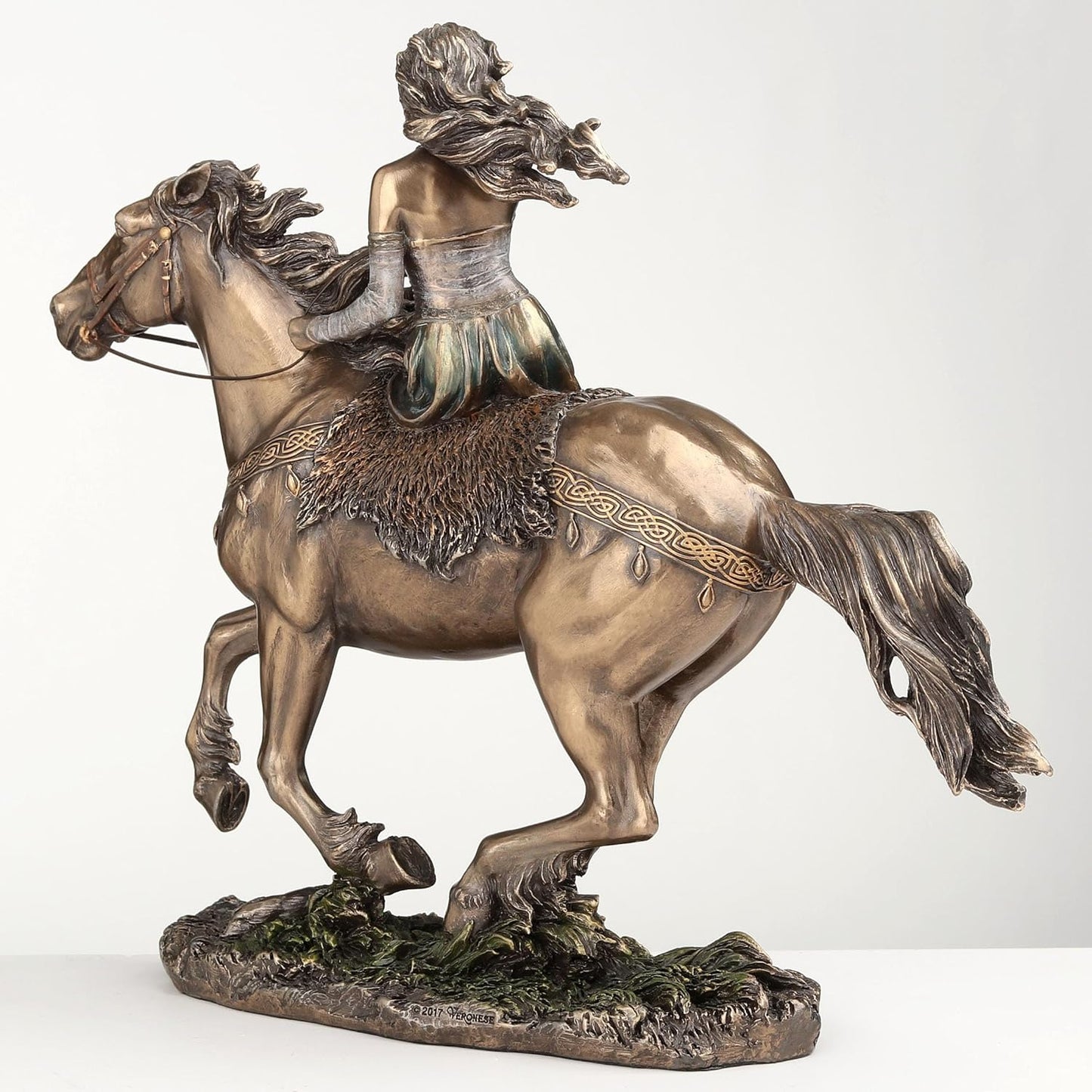 Veronese Design 9 1/4 Inch Rhiannon Epona Celtic Goddess on Horse Cold Cast Resin Bronze Finish Statue