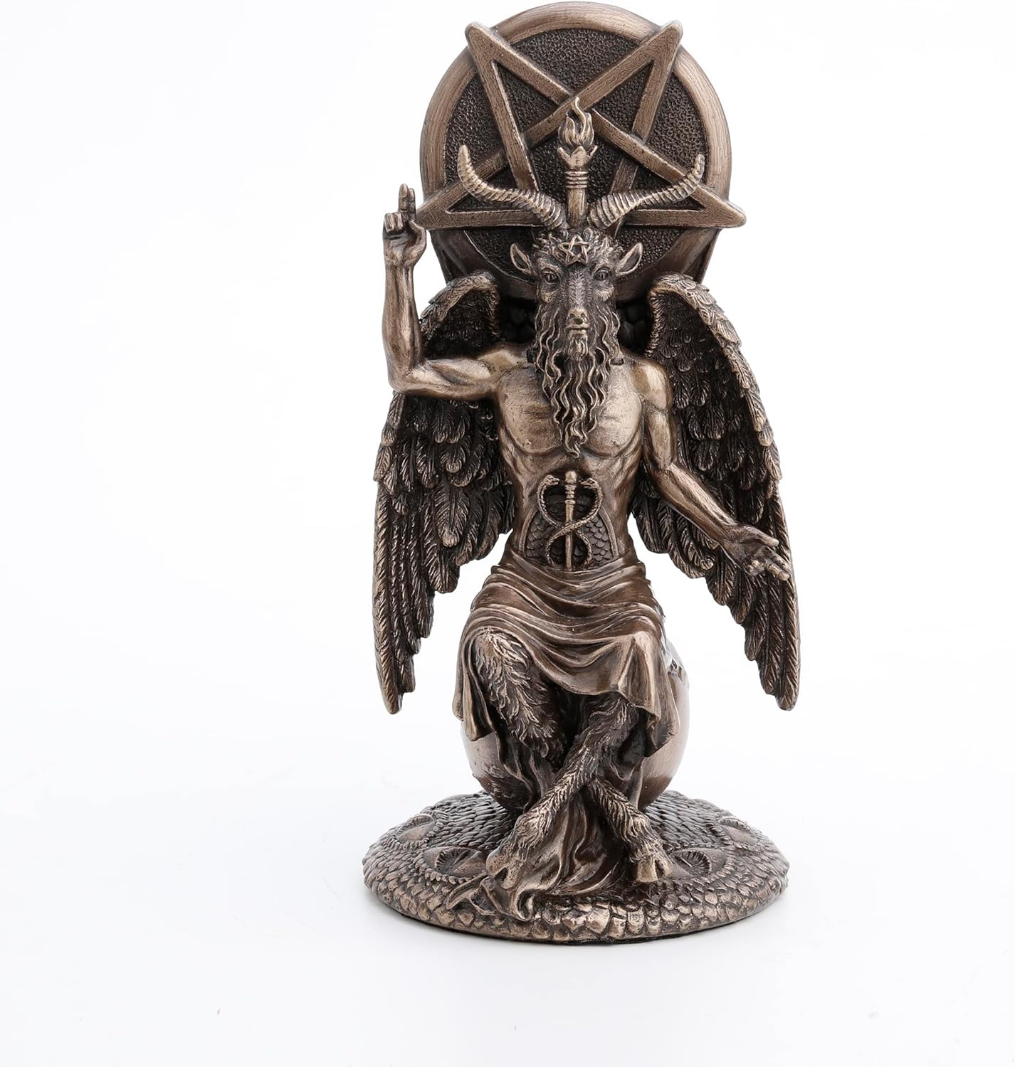 Veronese Design 8 1/2 Inch Baphomet Sitting on The Globe Fallen Wiccan Resin Statue Bronze Finish