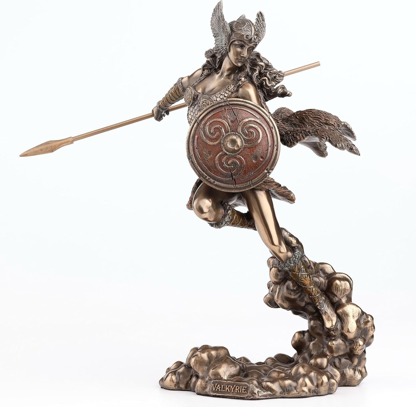 Veronese Design 9.25" Norse Goddess Valkyrie Wielding Spear & Shield Statue Sculpture Valkyrja