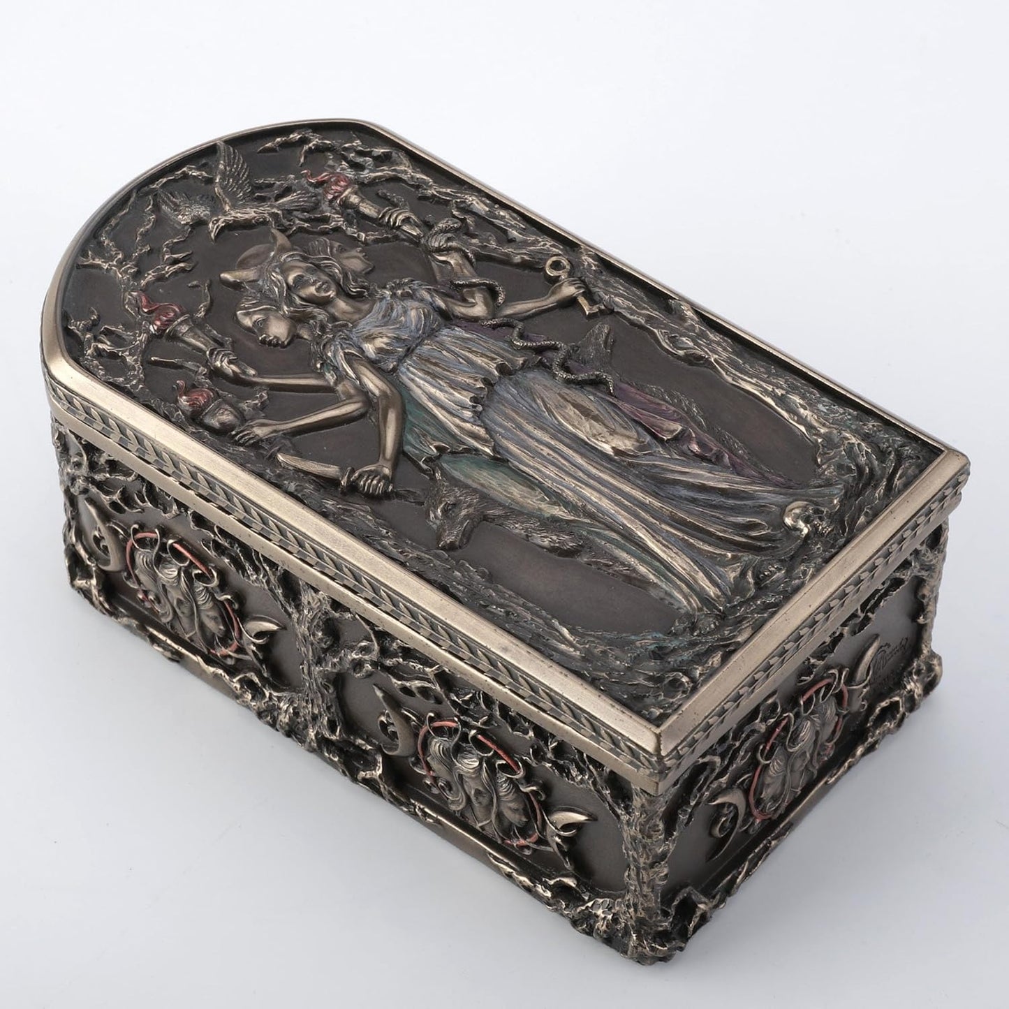 Veronese Design 6 1/8 Inch Hecate Triple Goddess Decorative Trinket Box Cold Cast Resin Bronze Finish