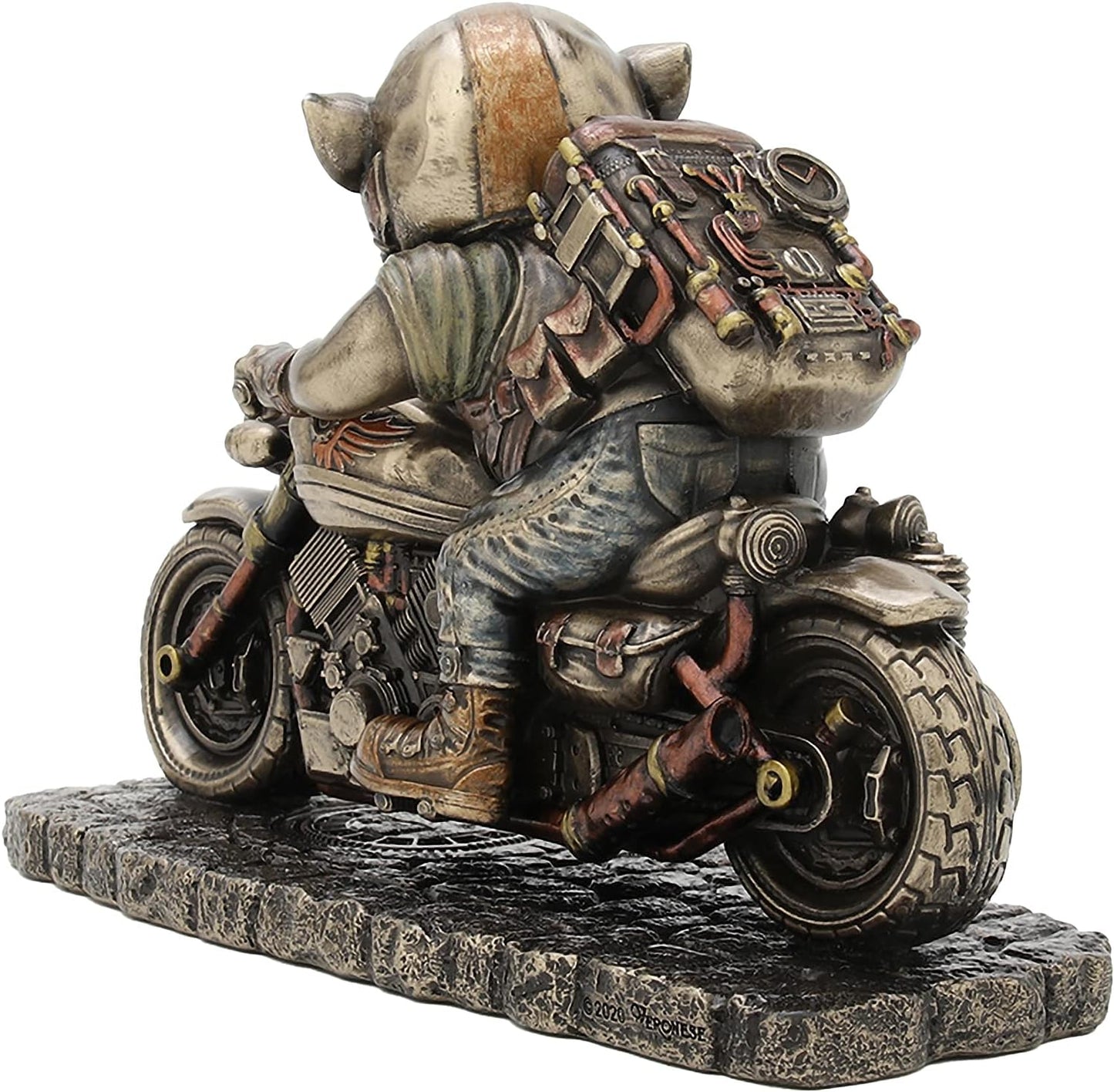 Veronese Deign 4 1/2 Inch Tall Steampunk Motorcycle Rough Rider Speed Bacon Hog Figurine Cold Cast Bronzed Resin Statue Pig Animal Collectibles