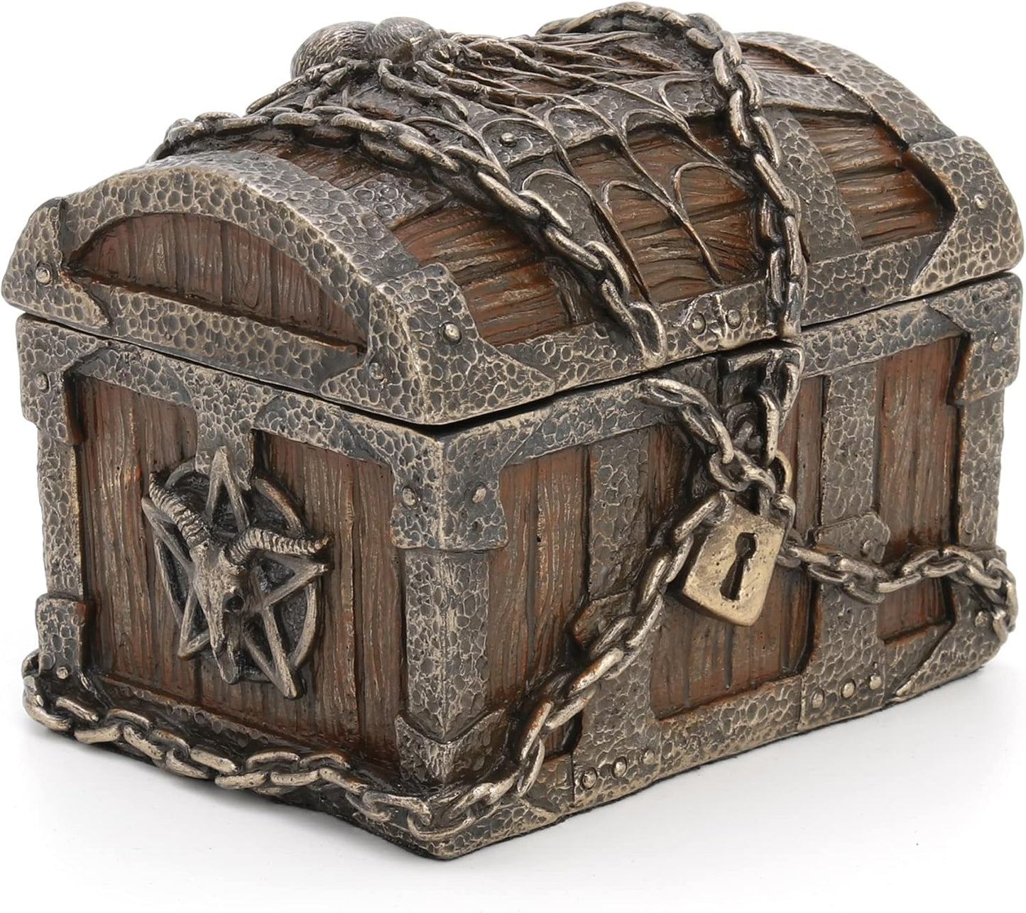 Veronese Design 3 1/8" Pentagram Goat Head Mystic Heirloom Chest Cold Cast Resin Bronze Finish Statue