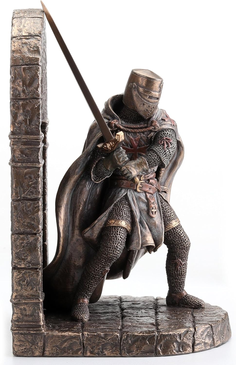 Maltese Crusader in Armor Guarding Door Holding Sword Decorative Bookend