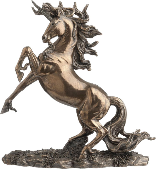Bronzed Rearing Unicorn Statue