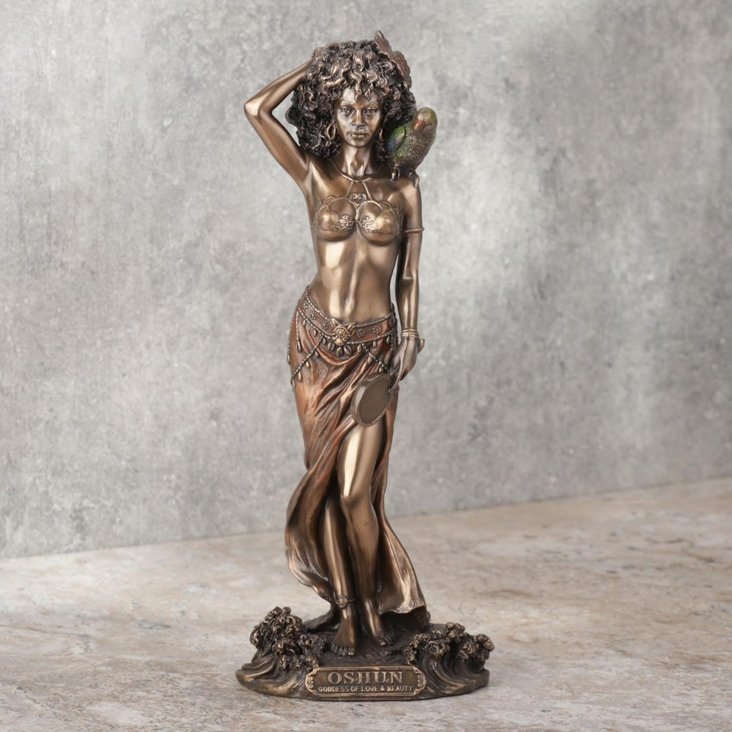 VERONESE DESIGN 9.5 Inch Tall Oshun The Orisha of Love, Marriage, and Fertility Cold Cast Resin Antique Bronze Finish