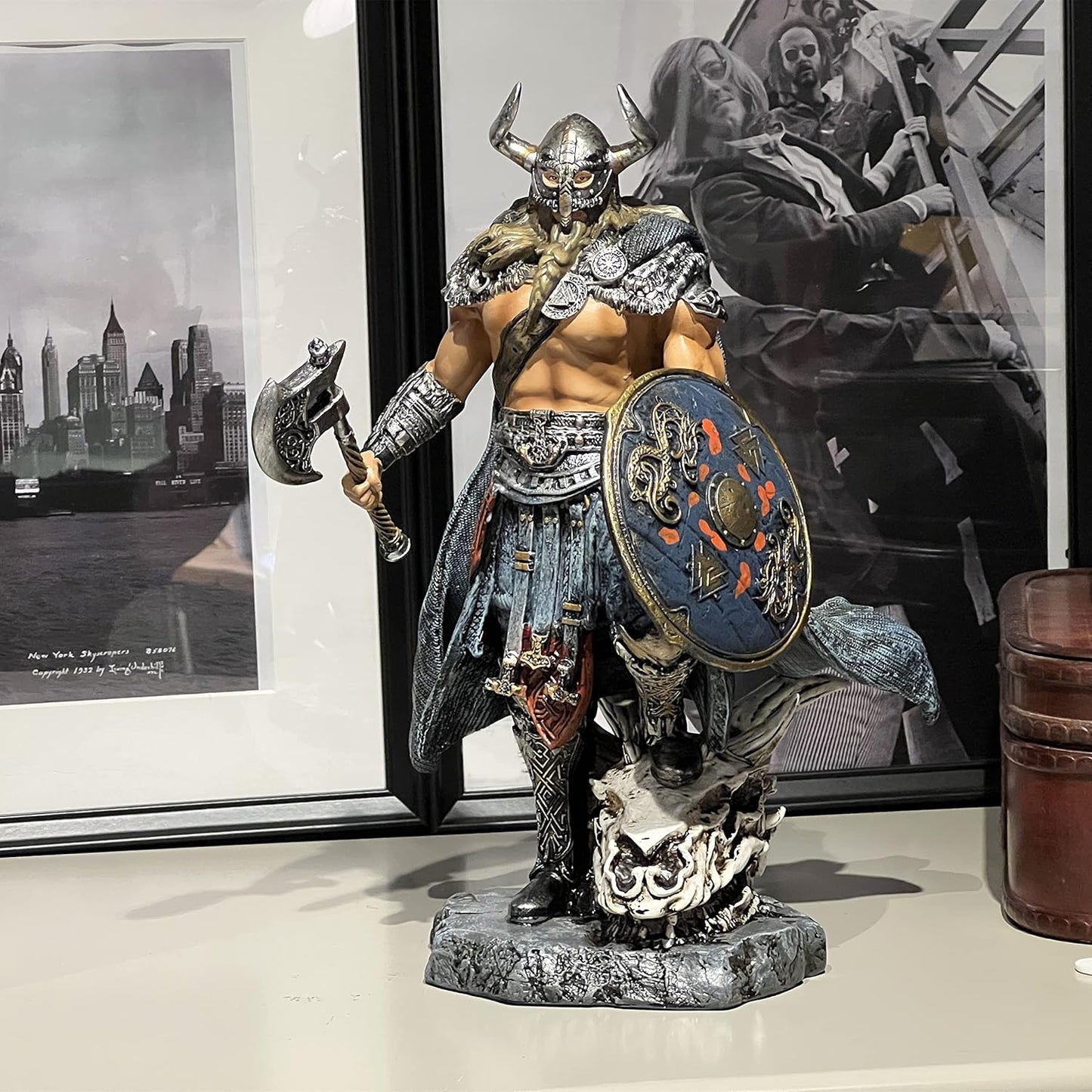Viking Warrior Dragon Slayer Resin Statue - Home Decor, Office Desk, or Gift for Living Room, Porch, and Desktop Arrangement
