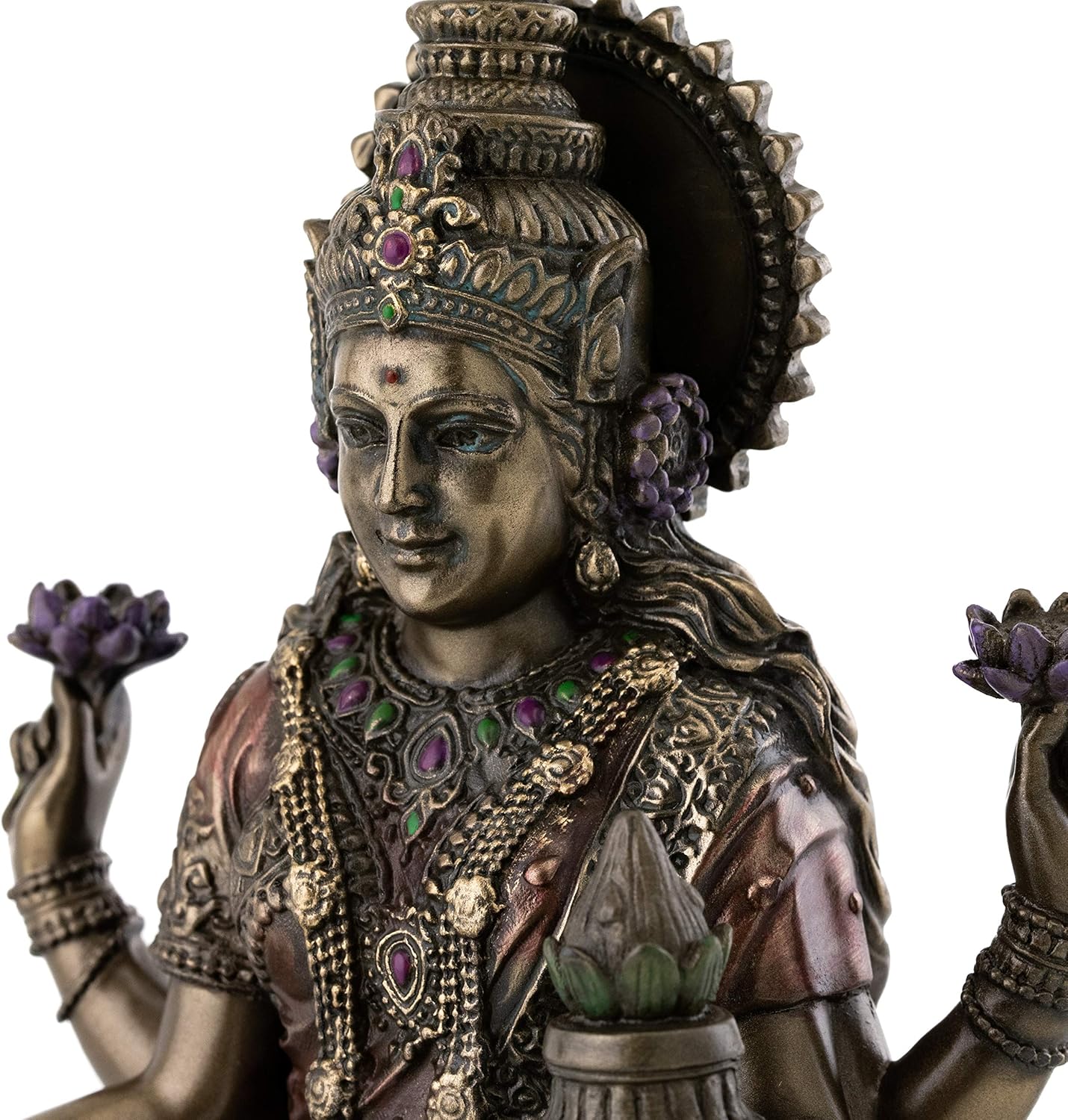 Top Collection Lakshmi Statue Seated on Lotus Platform - Goddess of Wealth, Prosperity, Wisdom, and Fortune Sculpture in Premium Cold Cast Bronze - 7-Inch Collectible Hindu Figurine
