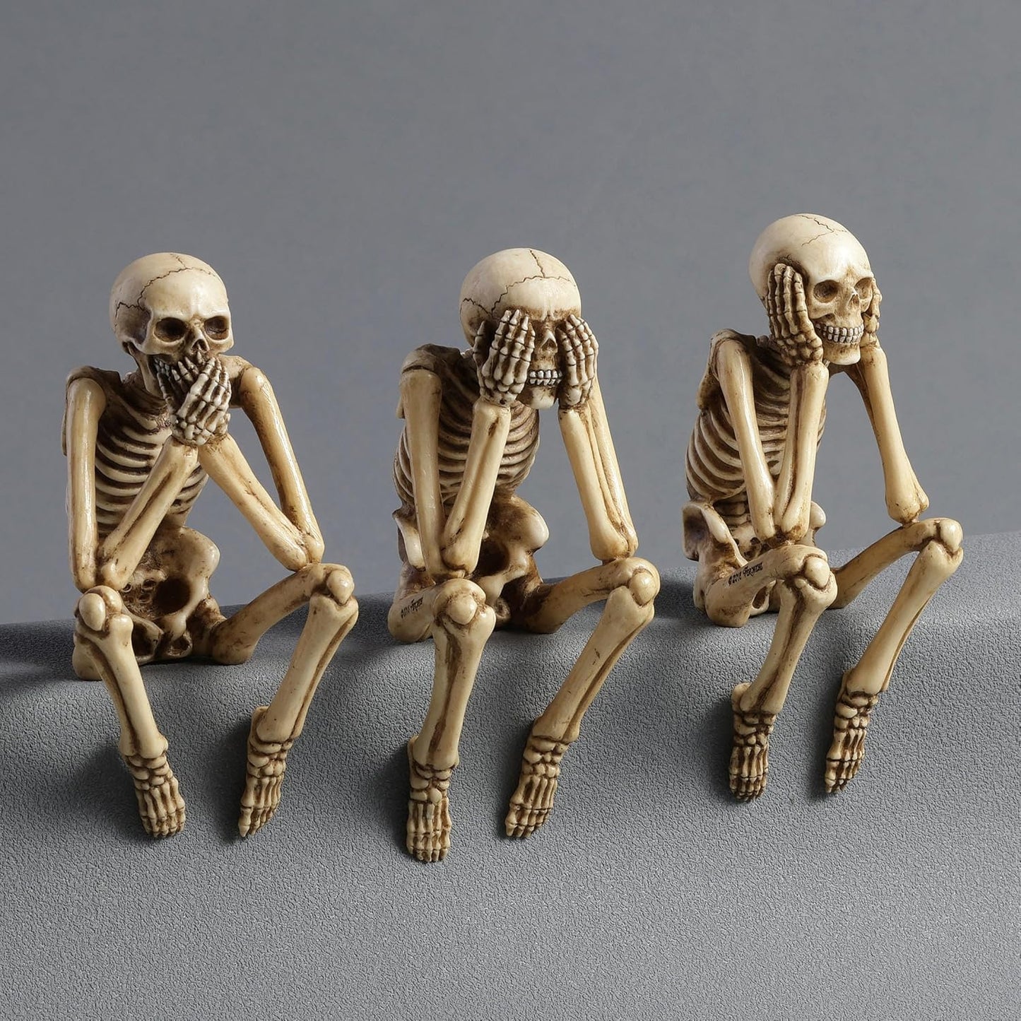 Veronese Design Resin Hear See Speak No Evil Skeleton Shelf Sitter Figurines Home Decor Statues