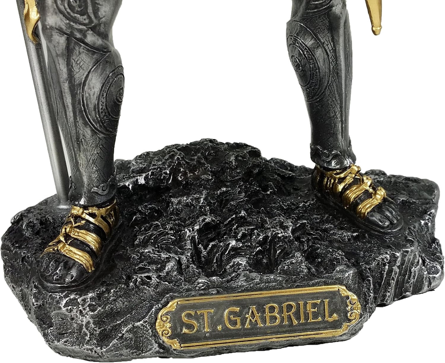 Veronese 13" Saint Gabriel Archangel Statue W/Trumpet and Cross Pewter & Gold Finish Angel