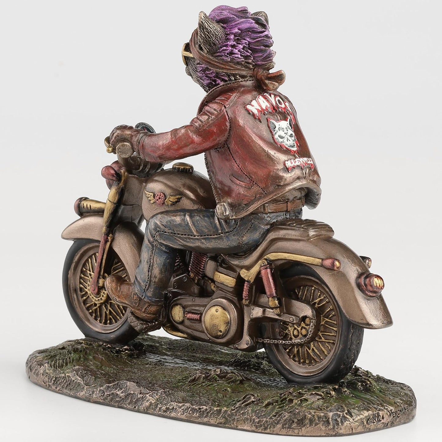 Veronese Design 5 5/8 Inch Cataclysm Moto Street Cat Cold Cast Resin Bronze Finish Steampunk Animal Statue