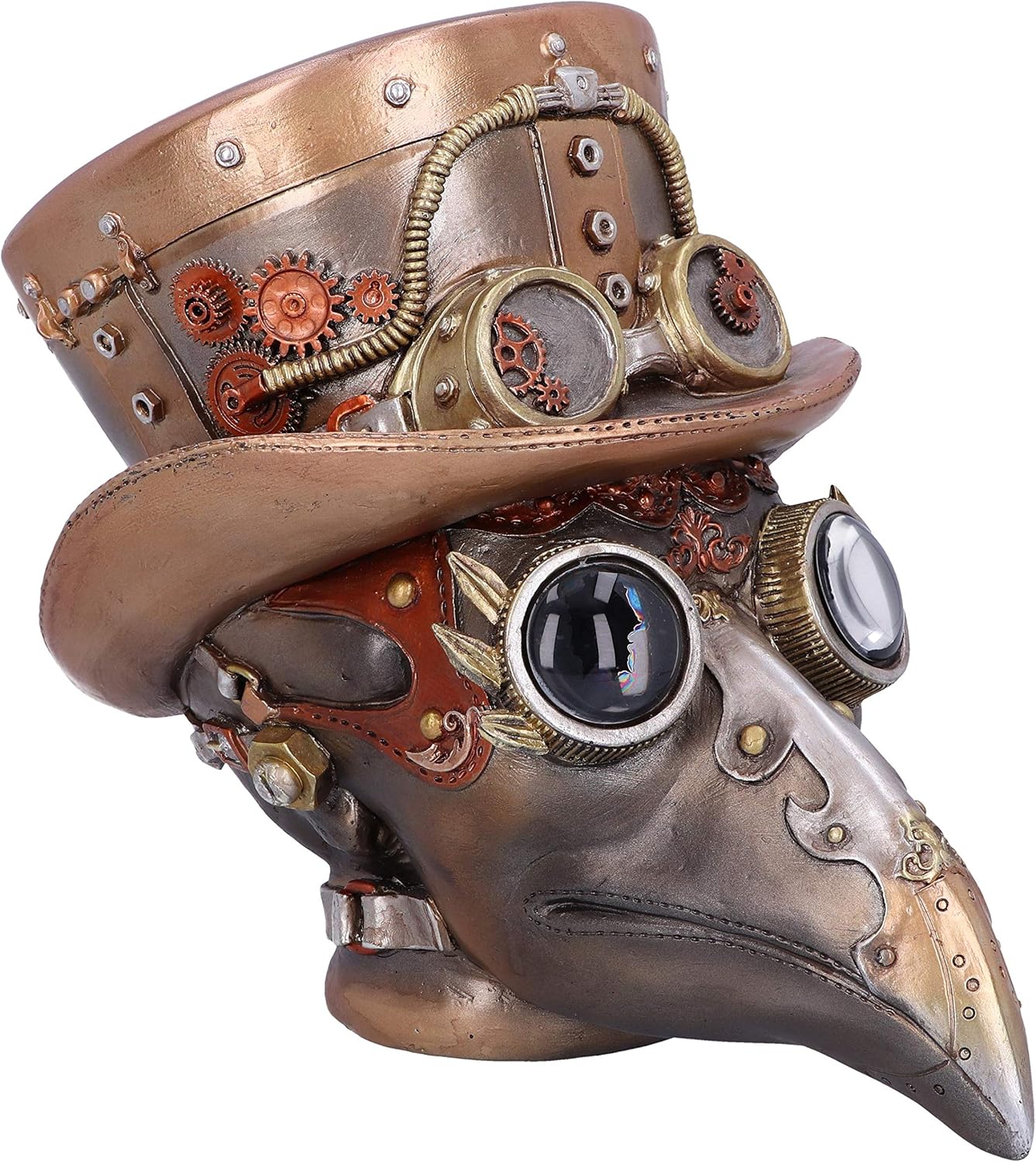 Nemesis Now Steampunk Beaky Automaton Apothecary Plague Doctor Bust Figurine, Bronze
