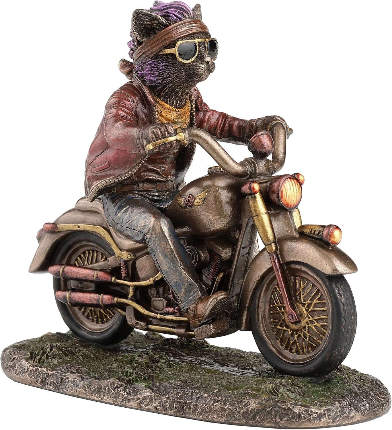 Veronese Design 5 5/8 Inch Cataclysm Moto Street Cat Cold Cast Resin Bronze Finish Steampunk Animal Statue