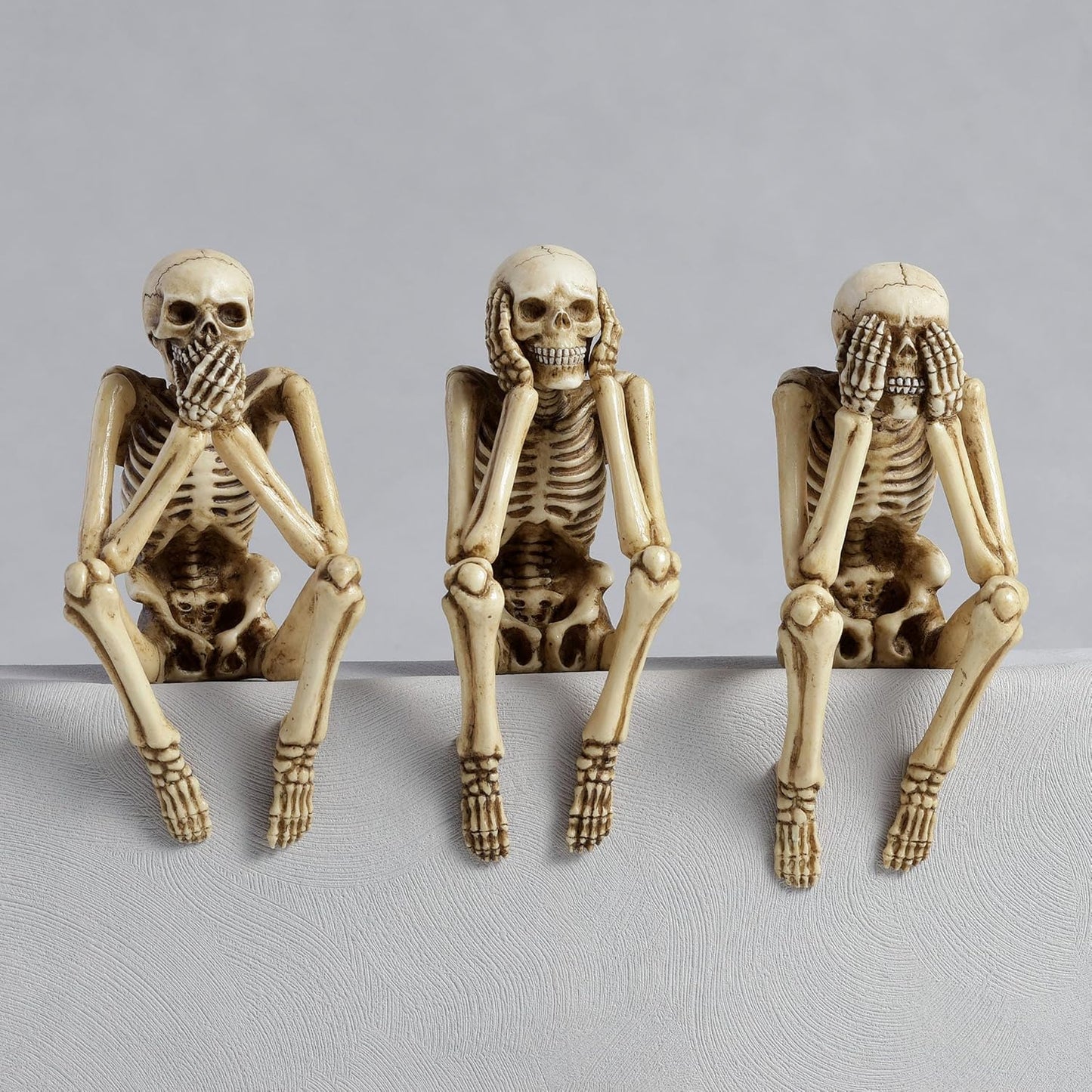 Veronese Design Resin Hear See Speak No Evil Skeleton Shelf Sitter Figurines Home Decor Statues
