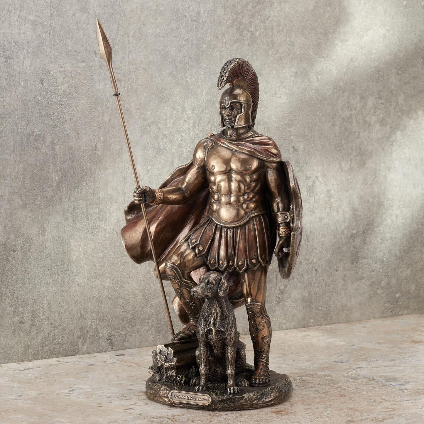 Veronese Design 12 5/8 Inch Odysseus and Argos Cold Cast Resin Antique Bronze Statue
