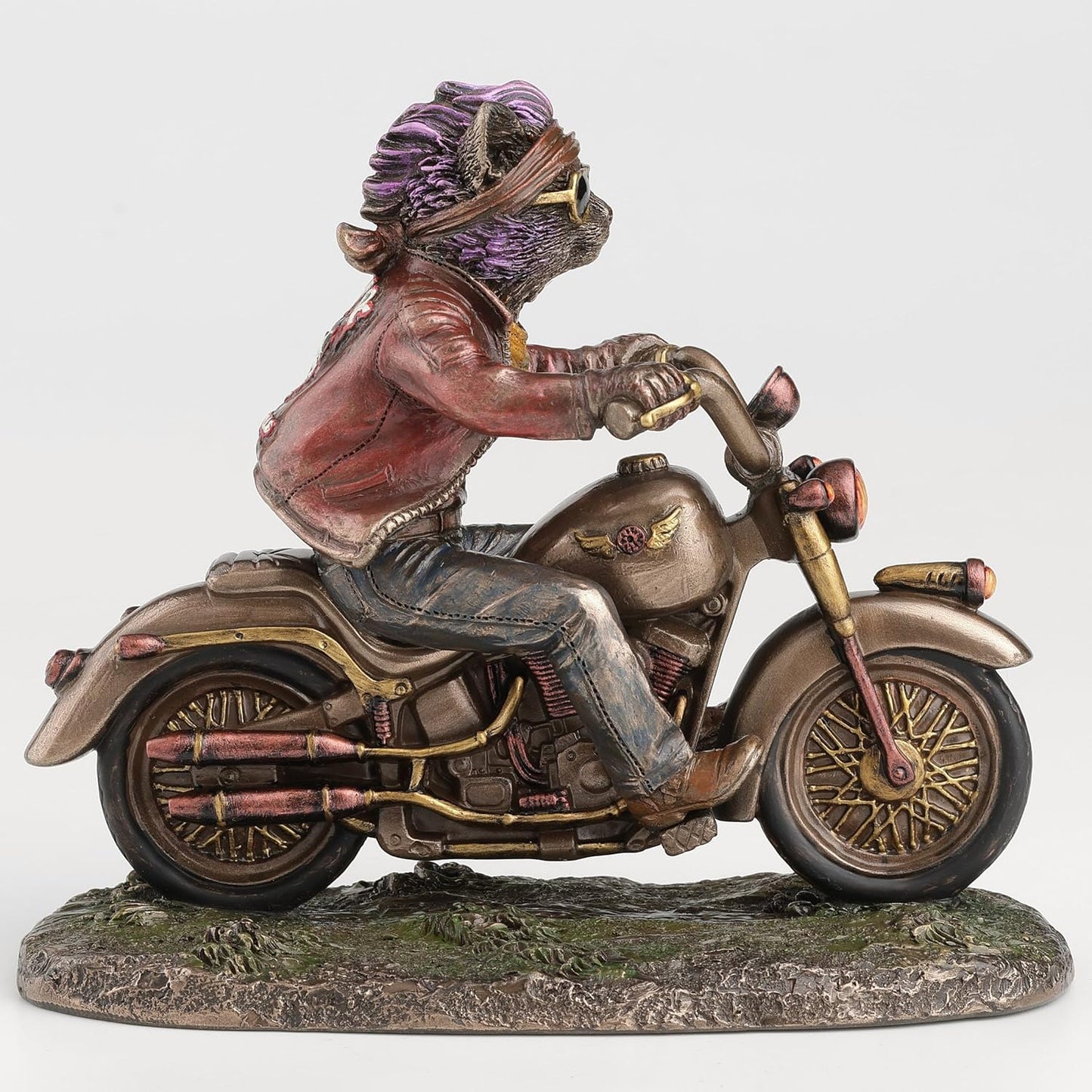 Veronese Design 5 5/8 Inch Cataclysm Moto Street Cat Cold Cast Resin Bronze Finish Steampunk Animal Statue