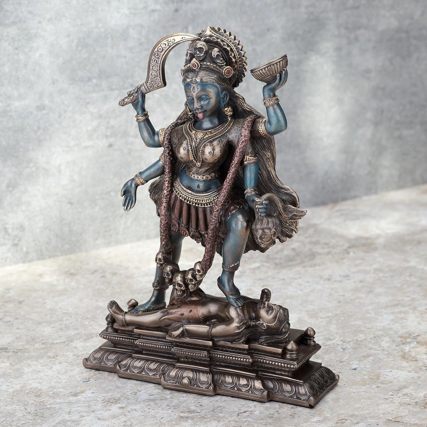 Veronese Design Kali Hindu Goddess Standing On Lord Shiva Statue