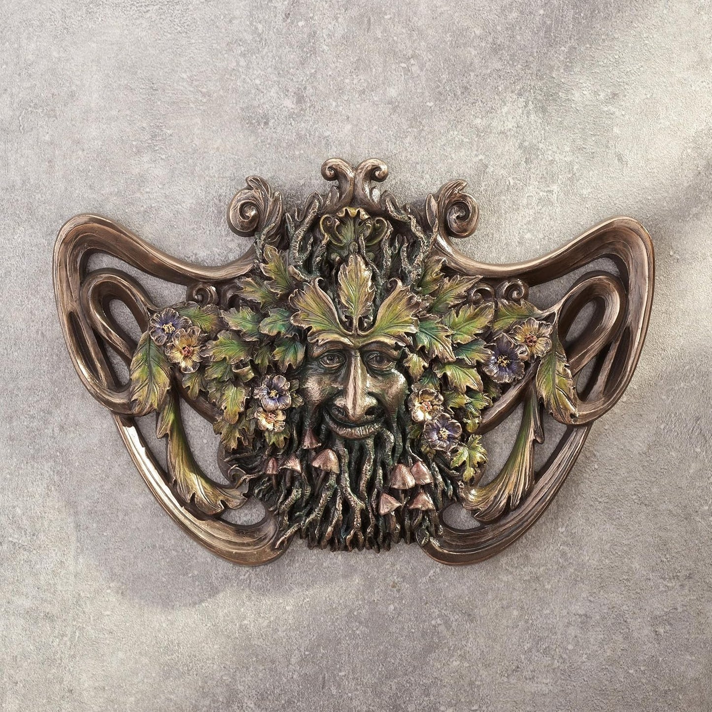 Veronese Design Green Man Spring Mushroom Wall Plaque