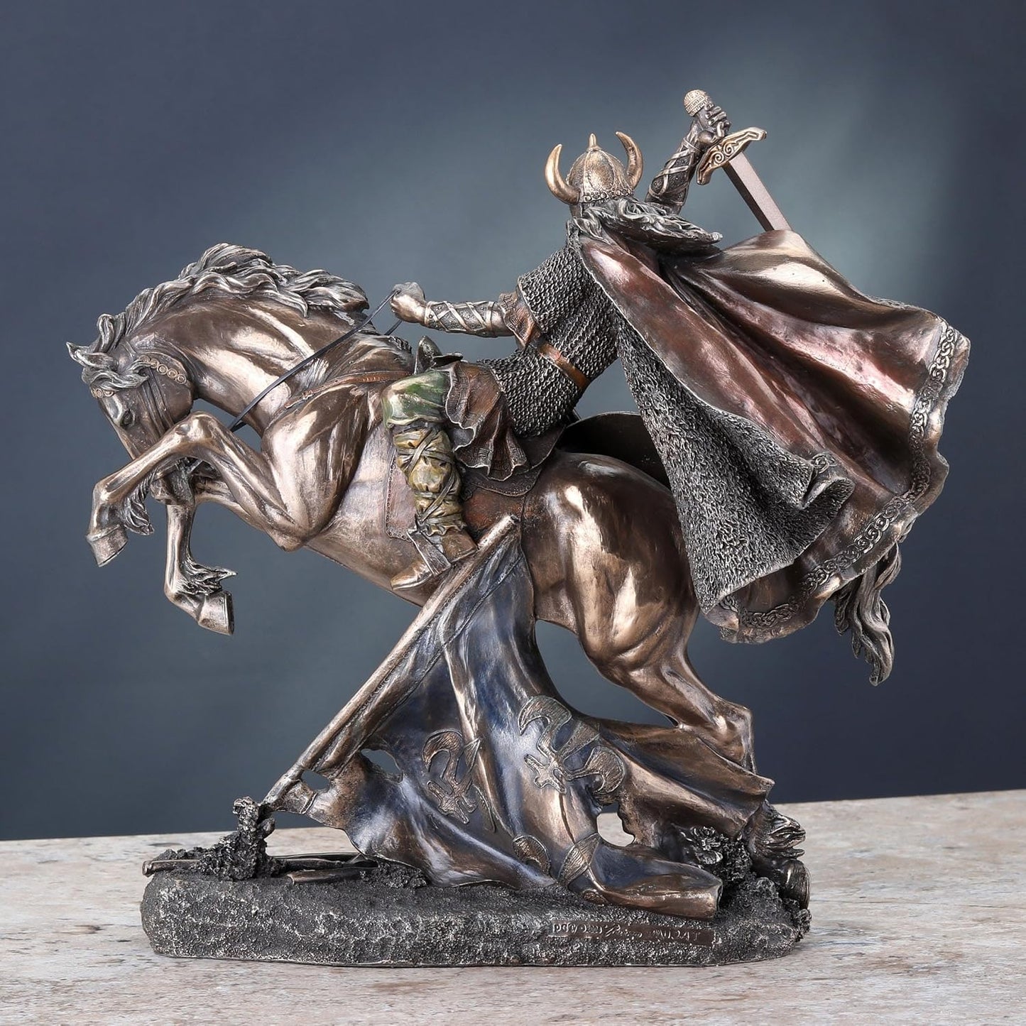 Veronese Design Viking Warrior Going to Battle on Horse Norse God Statue Sculpture