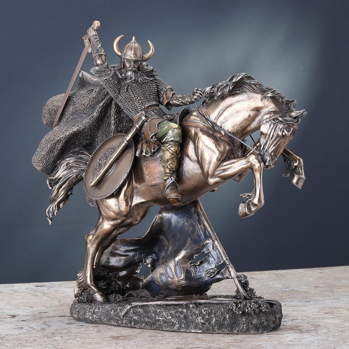 Veronese Design Viking Warrior Going to Battle on Horse Norse God Statue Sculpture