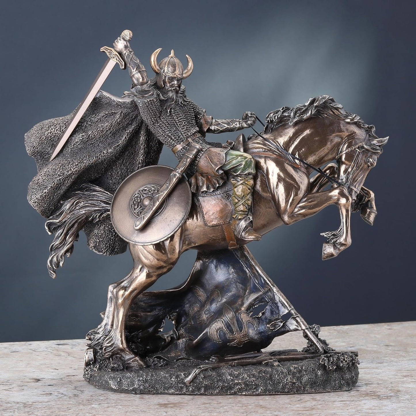 Veronese Design Viking Warrior Going to Battle on Horse Norse God Statue Sculpture