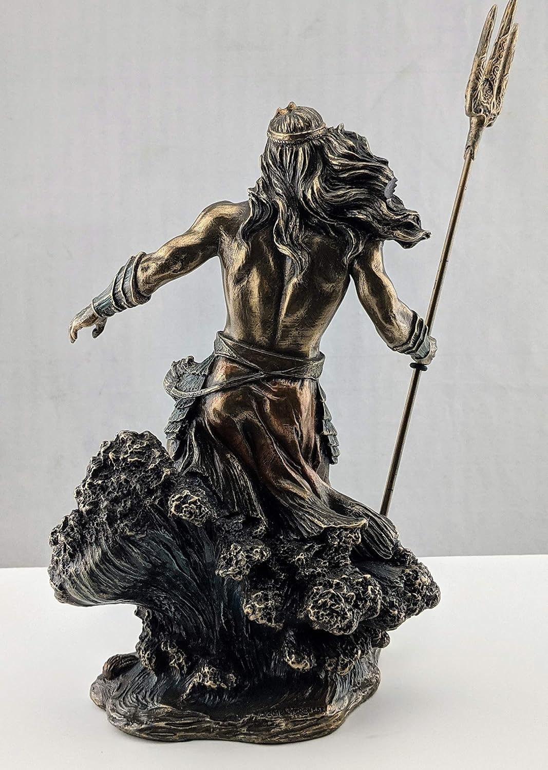 Veronese Design 7 7/8 Inch Greek God Poseidon Standing Over Crashing Waves Cold Cast Resin Statue Bronze Finish