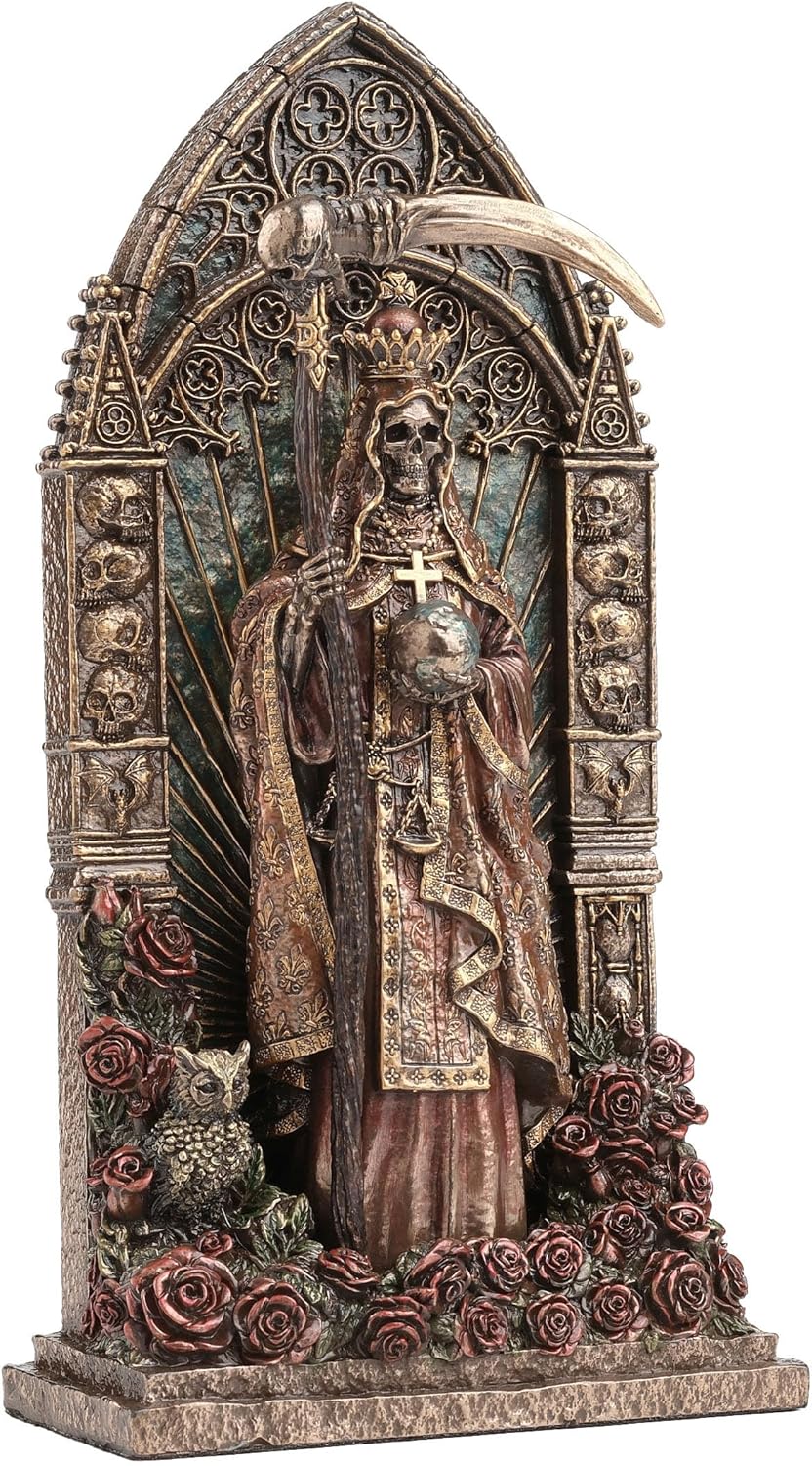 Veronese Design 9 3/8 Inch Regal Santa Muerte Dia De Los Muertos Arch Cold Cast Resin Bronze Finish Sculpture