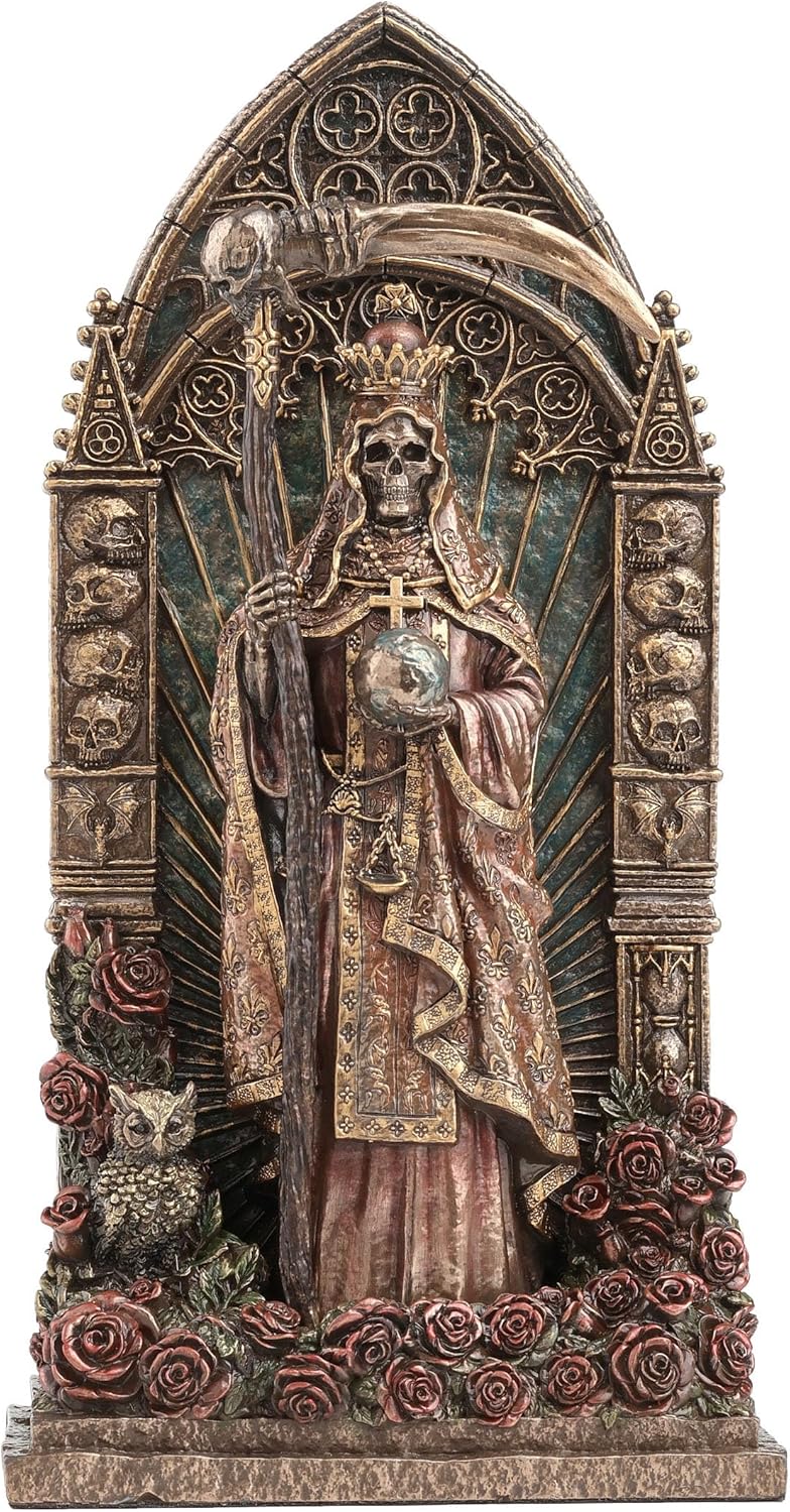 Veronese Design 9 3/8 Inch Regal Santa Muerte Dia De Los Muertos Arch Cold Cast Resin Bronze Finish Sculpture