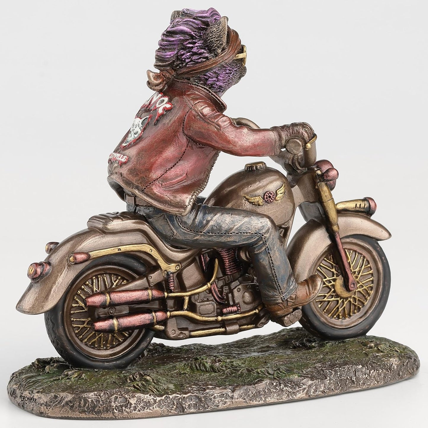 Veronese Design 5 5/8 Inch Cataclysm Moto Street Cat Cold Cast Resin Bronze Finish Steampunk Animal Statue