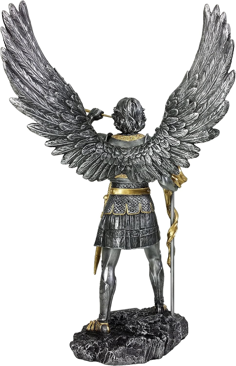 Veronese 13" Saint Gabriel Archangel Statue W/Trumpet and Cross Pewter & Gold Finish Angel