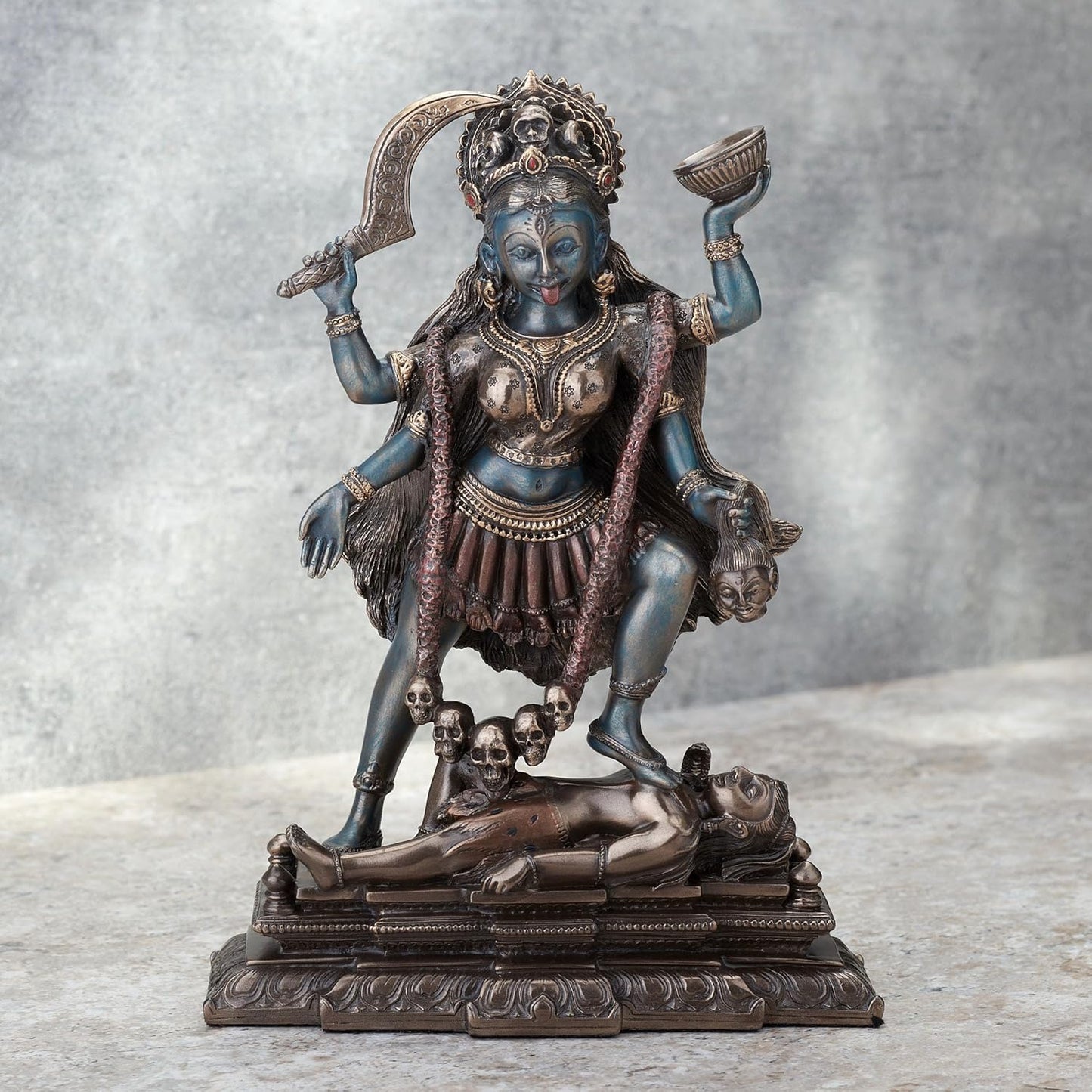 Veronese Design Kali Hindu Goddess Standing On Lord Shiva Statue