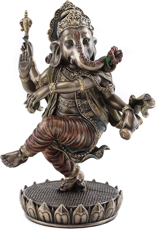 craftvatika Dancing Ganesh Statue Cold Cast Bronze