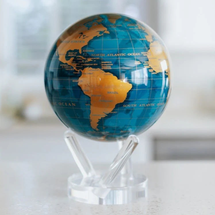 6" Mova Globe Modern Blue and Gold