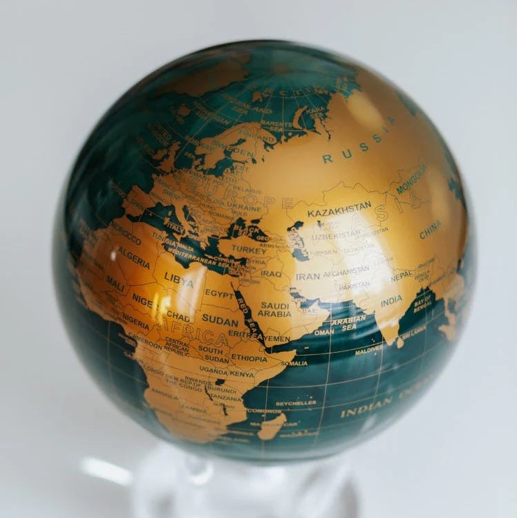6" Mova Globe Modern Green and Gold (Buy Now For End of April Delivery)