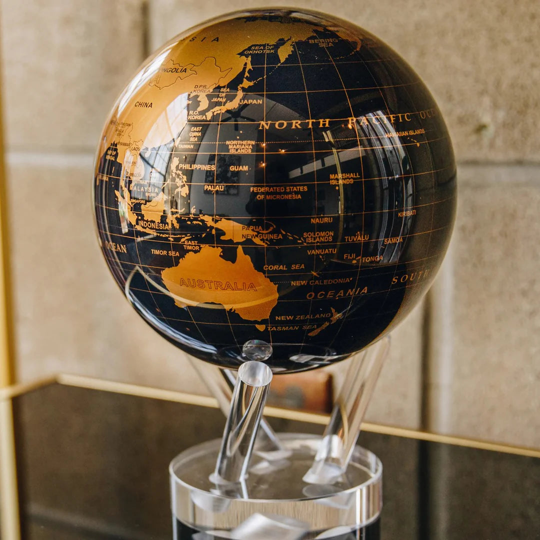 6" Mova Globe Modern Black and Gold