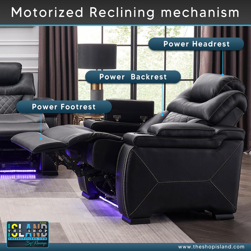 BlackBerry 1 Seater Air Leather Premium Sofa Chair - Power Recliner with Smart Features